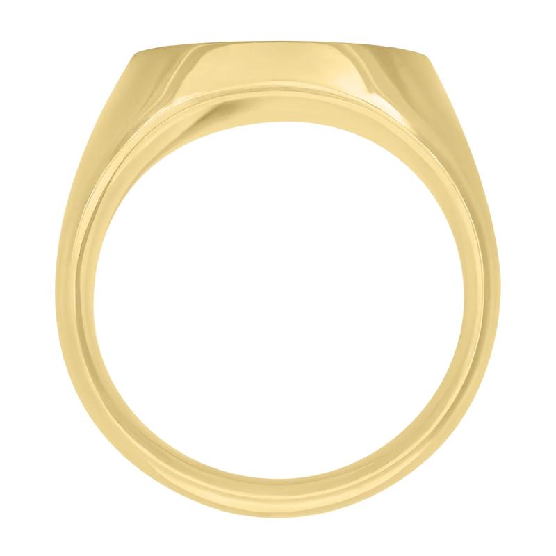 Oval Meteorite Inlay Signet Ring in 14K Yellow Gold – Image 2 of 3