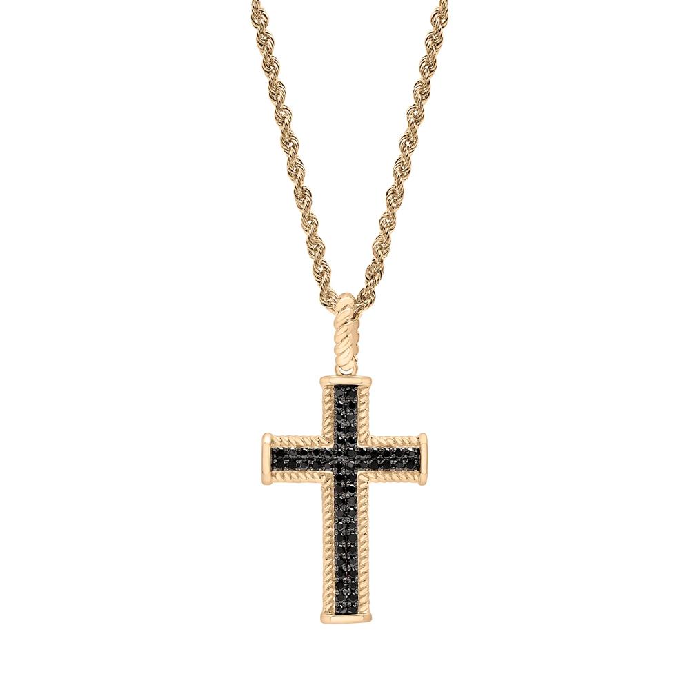 Men's Black Diamond Cross in 10K Yellow Gold (1/2 ct. tw.) – Image 1 of 4