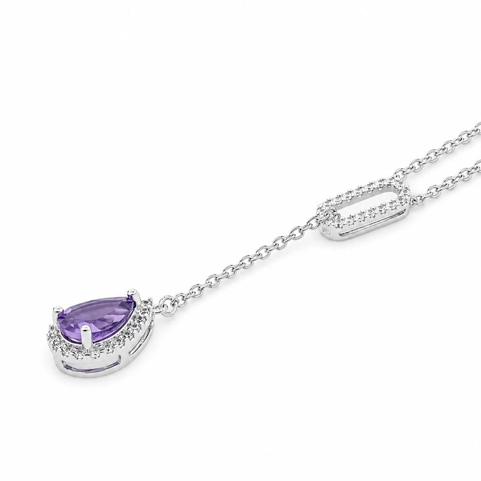 Lab-Created Amethyst &amp; Lab-Created White Sapphire Lariat Necklace in Sterling Silver – Image 2 of 4