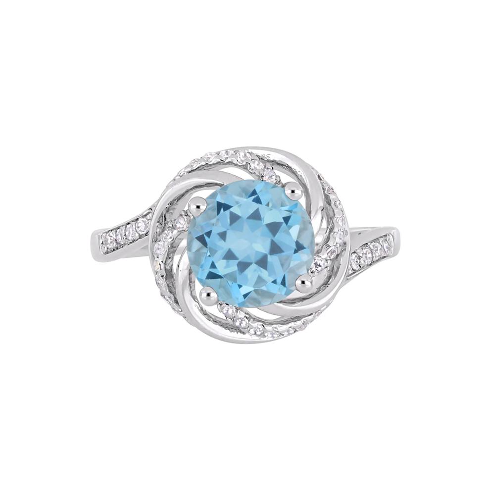 Blue &amp; White Topaz &amp; Diamond Ring in Sterling Silver – Image 1 of 5