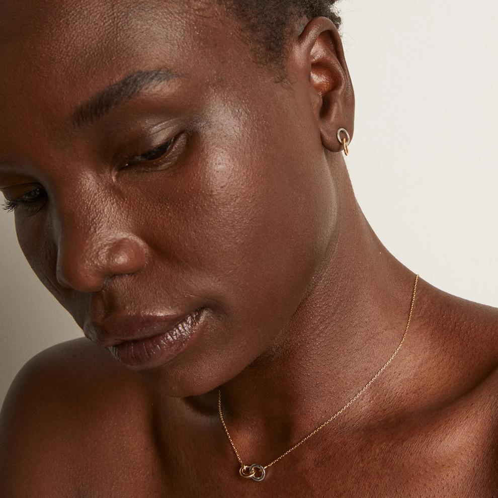 Linked Circle Drop Earrings in Vermeil and Sterling Silver – Image 3 of 4