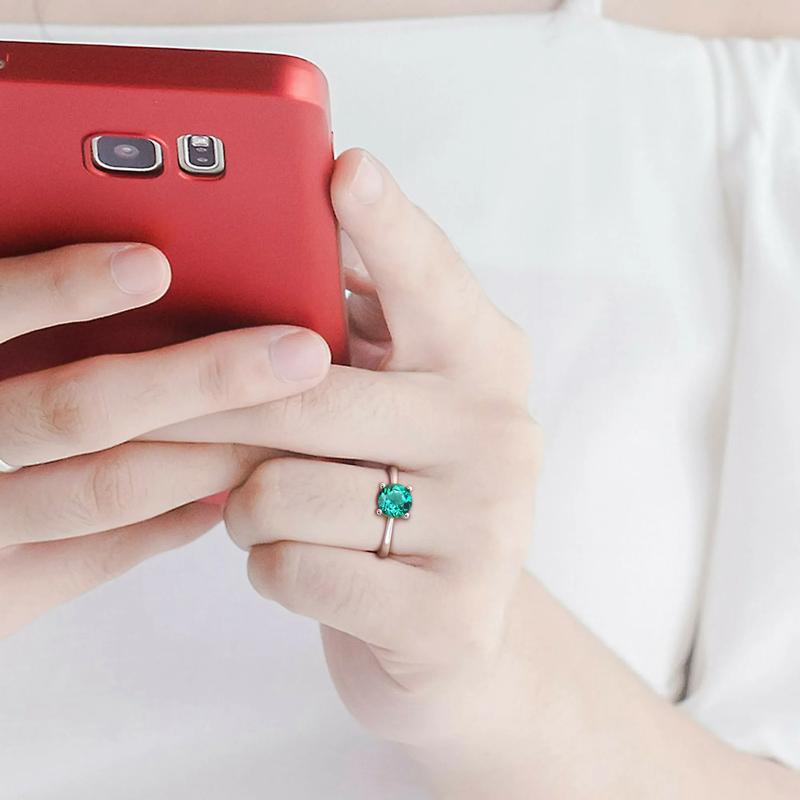 Lab-Created Emerald Ring in Sterling Silver – Image 5 of 7