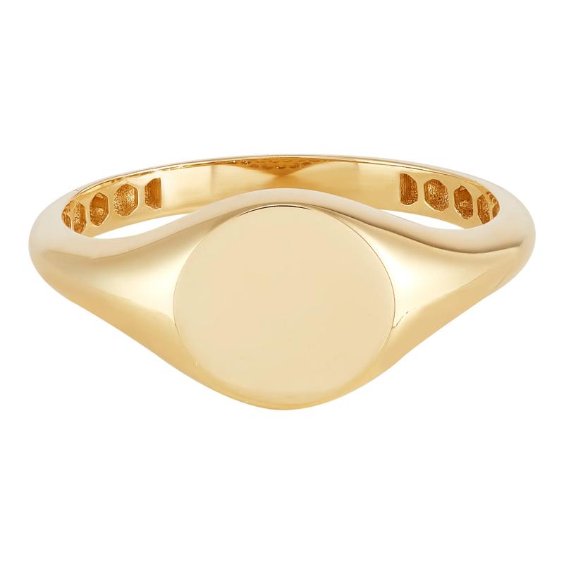 Polished Round Signet Ring in 14K Yellow Gold – Image 1 of 3