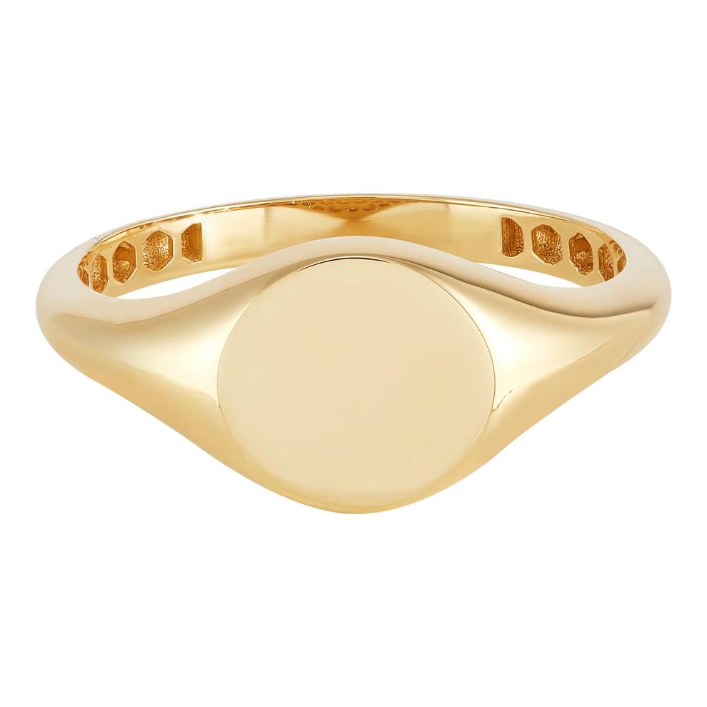 Polished Round Signet Ring in 14K Yellow Gold – Image 1 of 3
