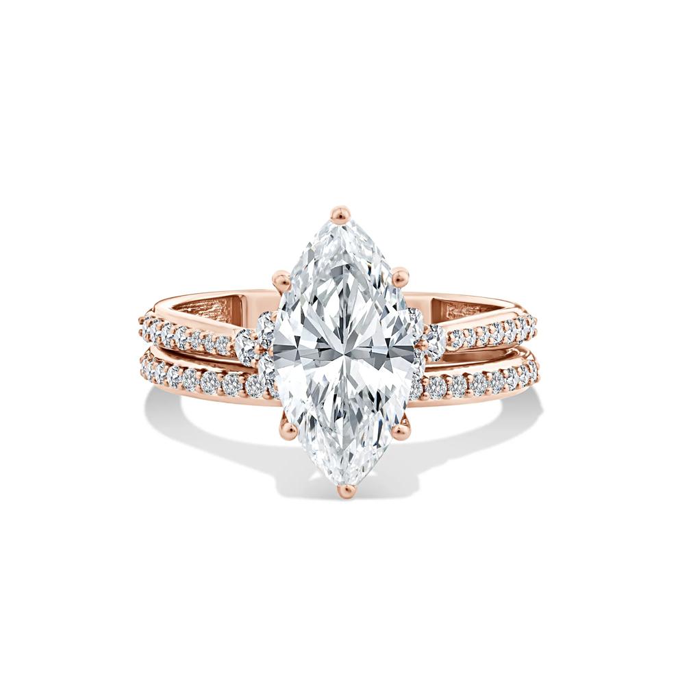 Lab Grown Diamond Marquise Engagement Set in 14K Rose Gold (3 ct. tw.) – Image 1 of 6