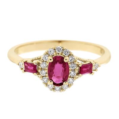 Ruby & 1/7 ct. tw. Diamond Ring in 10K Yellow Gold