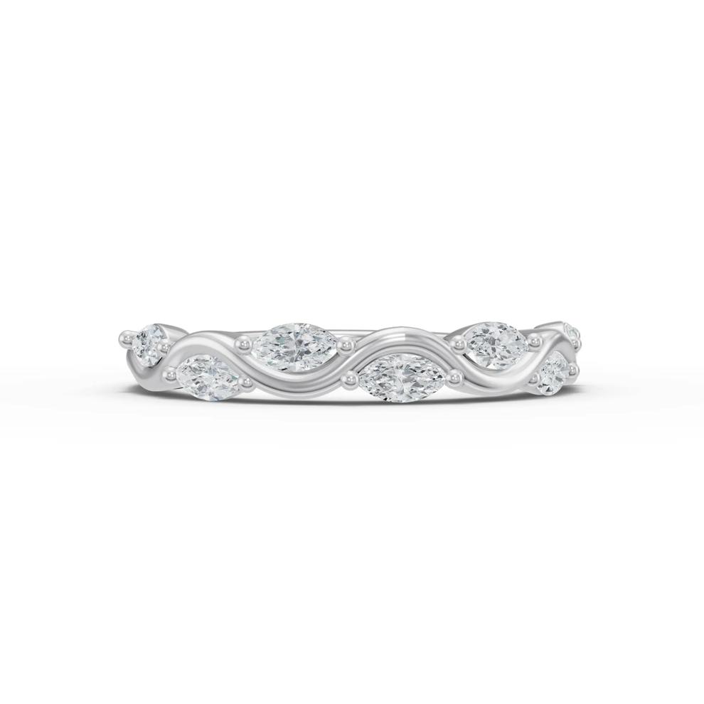 Lab Grown Diamond Marquise Wave Band in 14K White Gold (3/8 ct. tw.) – Image 1 of 4