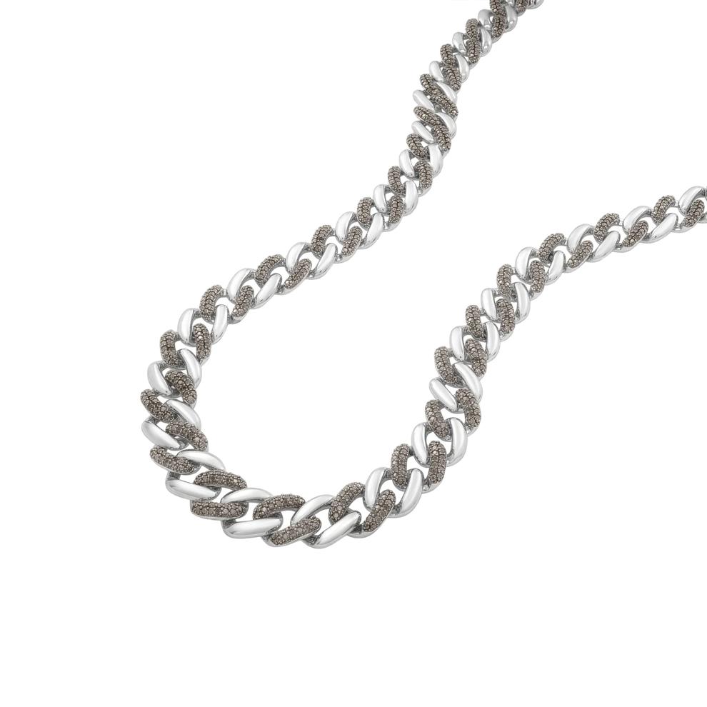 Black Diamond Curb Link Chain Necklace in Sterling Silver (1/2 ct. tw.) – Image 4 of 4