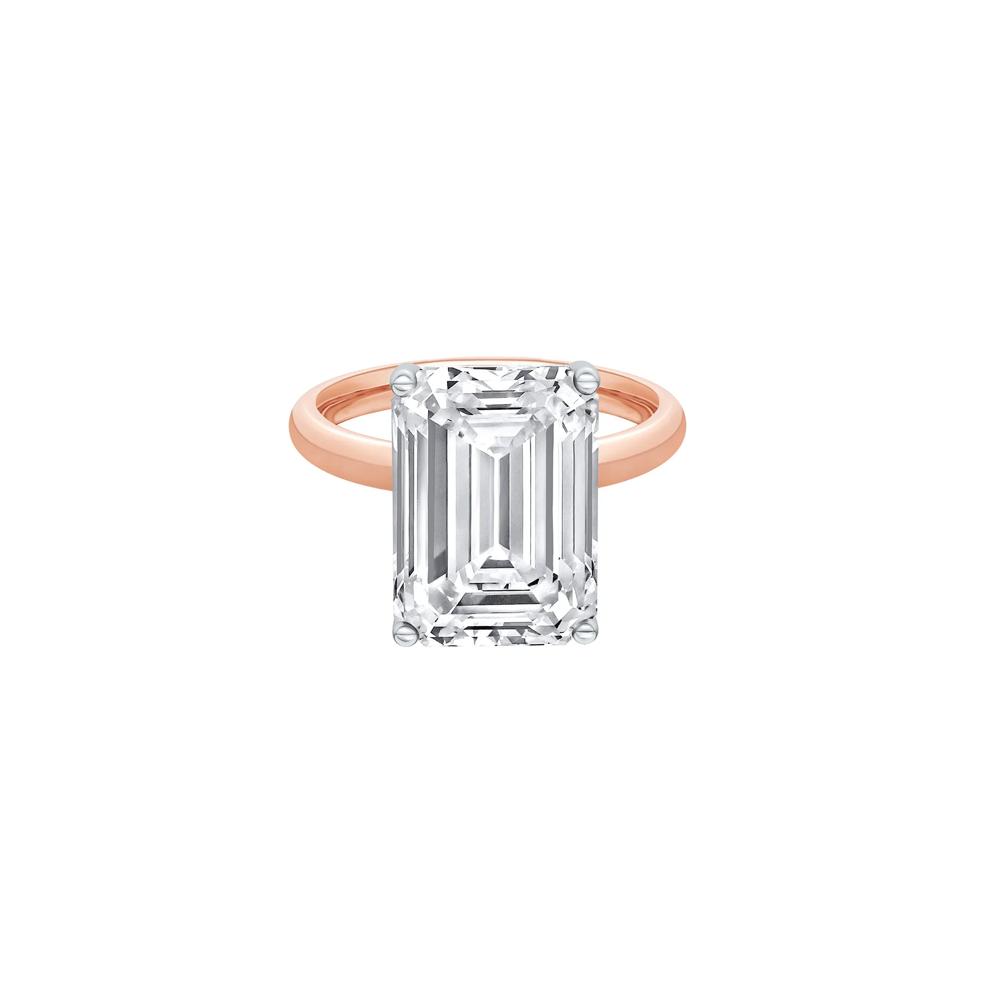 Lab Grown Diamond Emerald-Cut Solitaire Ring in 14K Rose &amp; White Gold (8 ct.) – Image 1 of 4