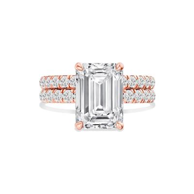 Lab Grown Diamond Emerald-Cut Bridal Set in 14K Rose Gold (5 ct. tw.)