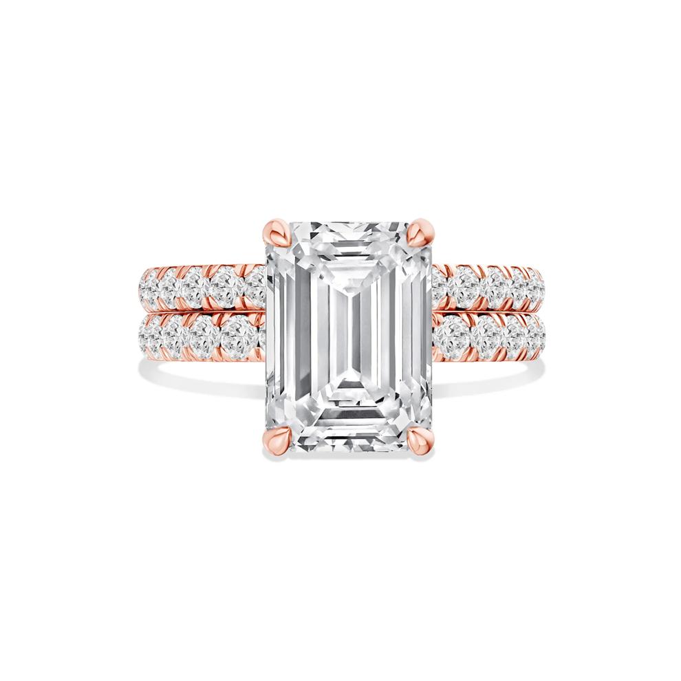 Lab Grown Diamond Emerald-Cut Bridal Set in 14K Rose Gold (5 ct. tw.) – Image 1 of 6