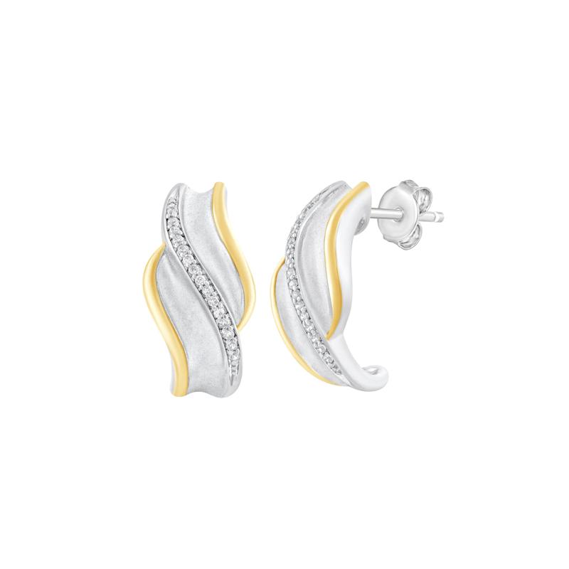 Diamond Earrings in Sterling Silver &amp; 10K Yellow Gold &#40;1/10 ct. tw.&#41; – Image 1 of 1