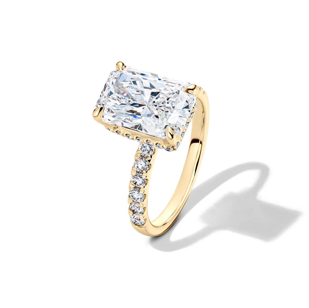 Lab Grown Diamond Radiant-Cut Bridal Set in 14K Yellow Gold (5 ct. tw.) – Image 5 of 6