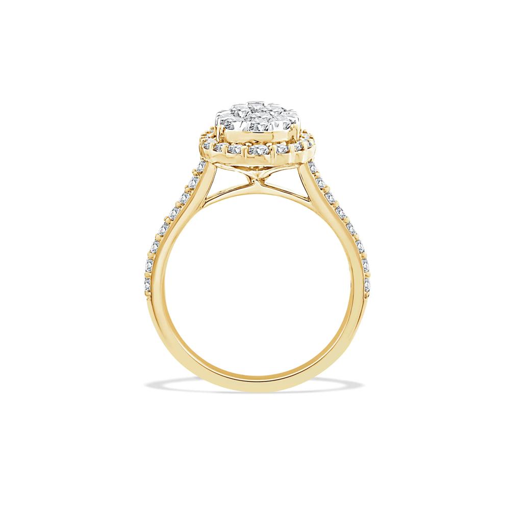 Diamond Pear-Shaped Halo Center Composite Engagement Ring in 10K Yellow Gold (1 1/2 ct. tw.) – Image 2 of 6