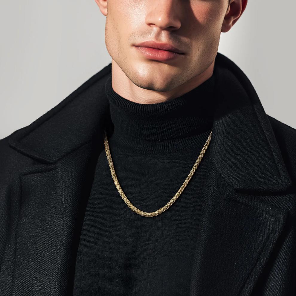 Men's Wheat Chain in Vermeil, 5MM, 22" – Image 8 of 8