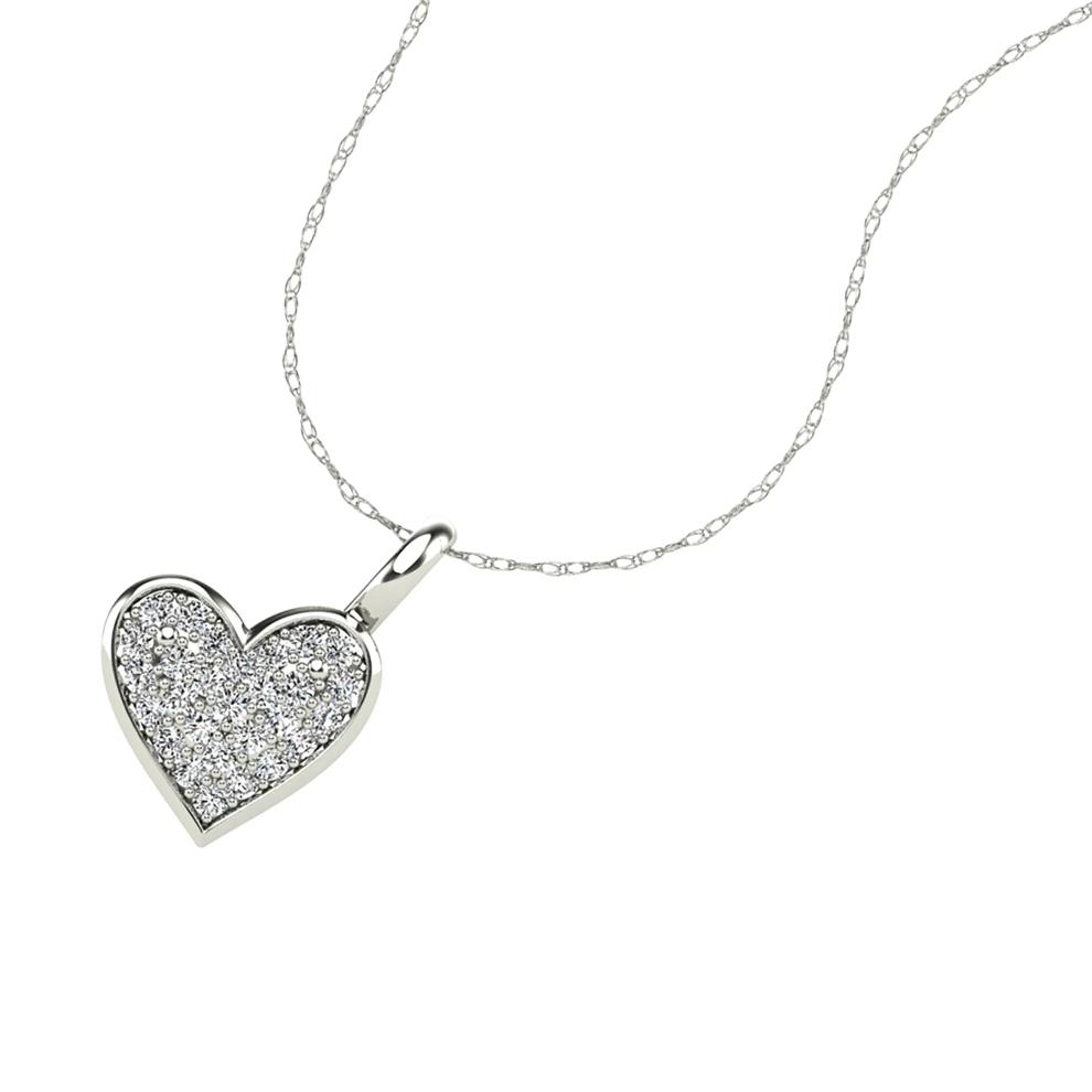 Diamond Accent Heart Pendant in 10K White Gold – Image 4 of 4