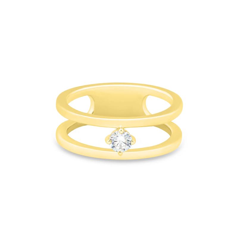Lab Grown Diamond Split Shank Ring in Vermeil &#40;1/5 ct. tw.&#41; – Image 1 of 3