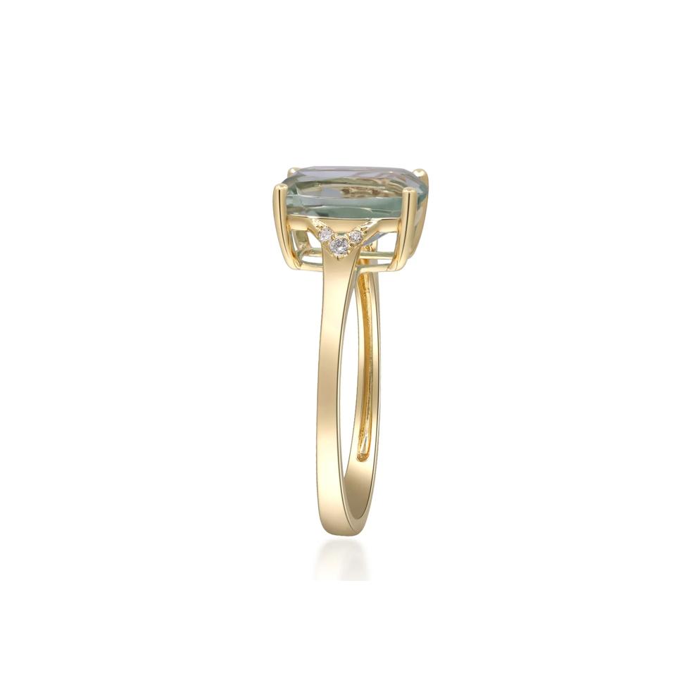Green Amethyst and Diamond Accent Ring in 10K Yellow Gold – Image 2 of 5