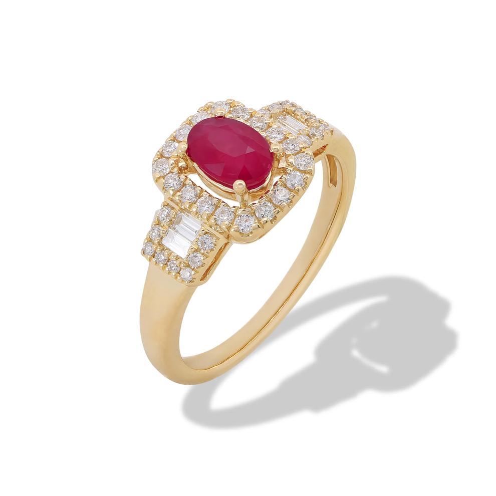 Ruby &amp; Diamond Ring in 10K Yellow Gold (1/3 ct. tw.) – Image 4 of 4