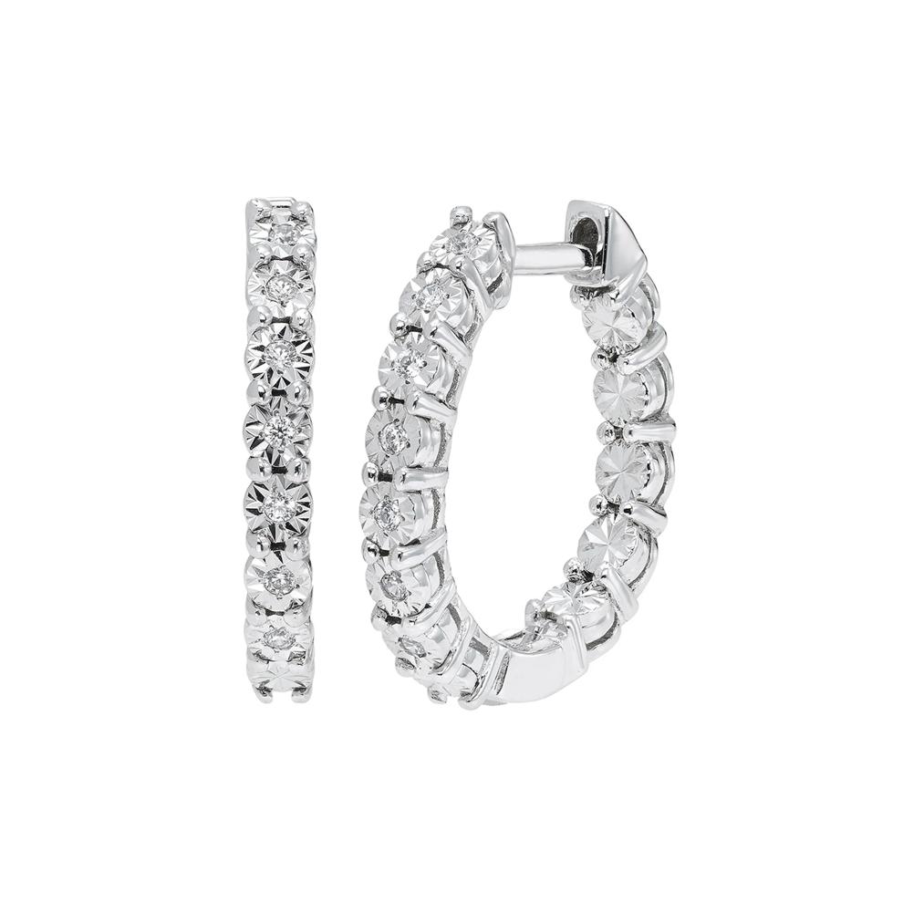 Diamond Hoop Earrings in Sterling Silver – Image 1 of 1