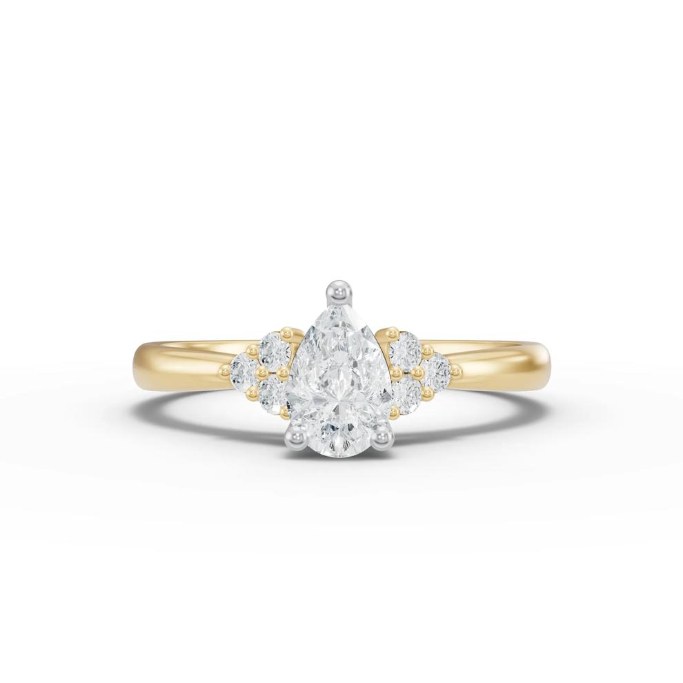 Lab Grown Diamond Pear-Shaped Center Promise Ring in 10K Yellow &amp; White Gold (1/2 ct. tw.) – Image 1 of 4
