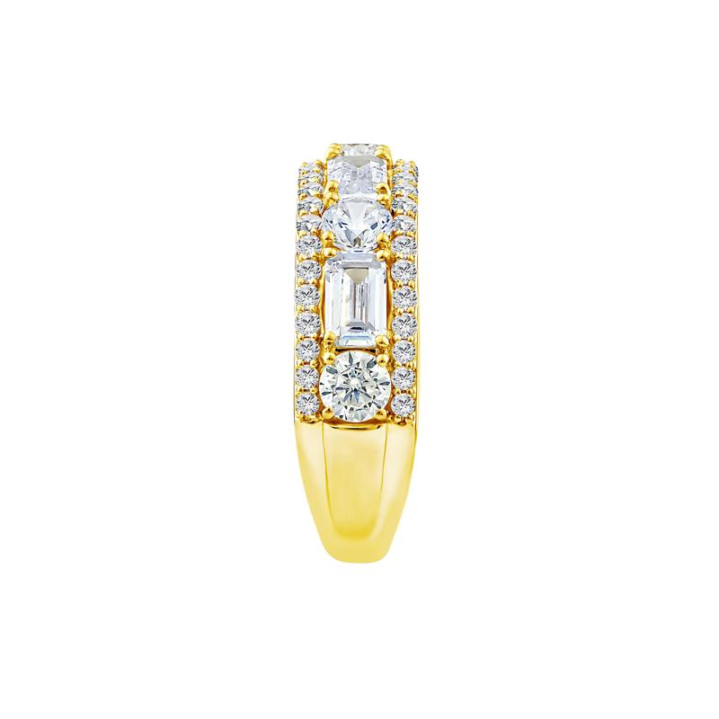 Lab Grown Diamond Multi-Row Emerald-Cut Anniversary Band in 10K Yellow Gold &#40;3 ct. tw.&#41; – Image 3 of 3