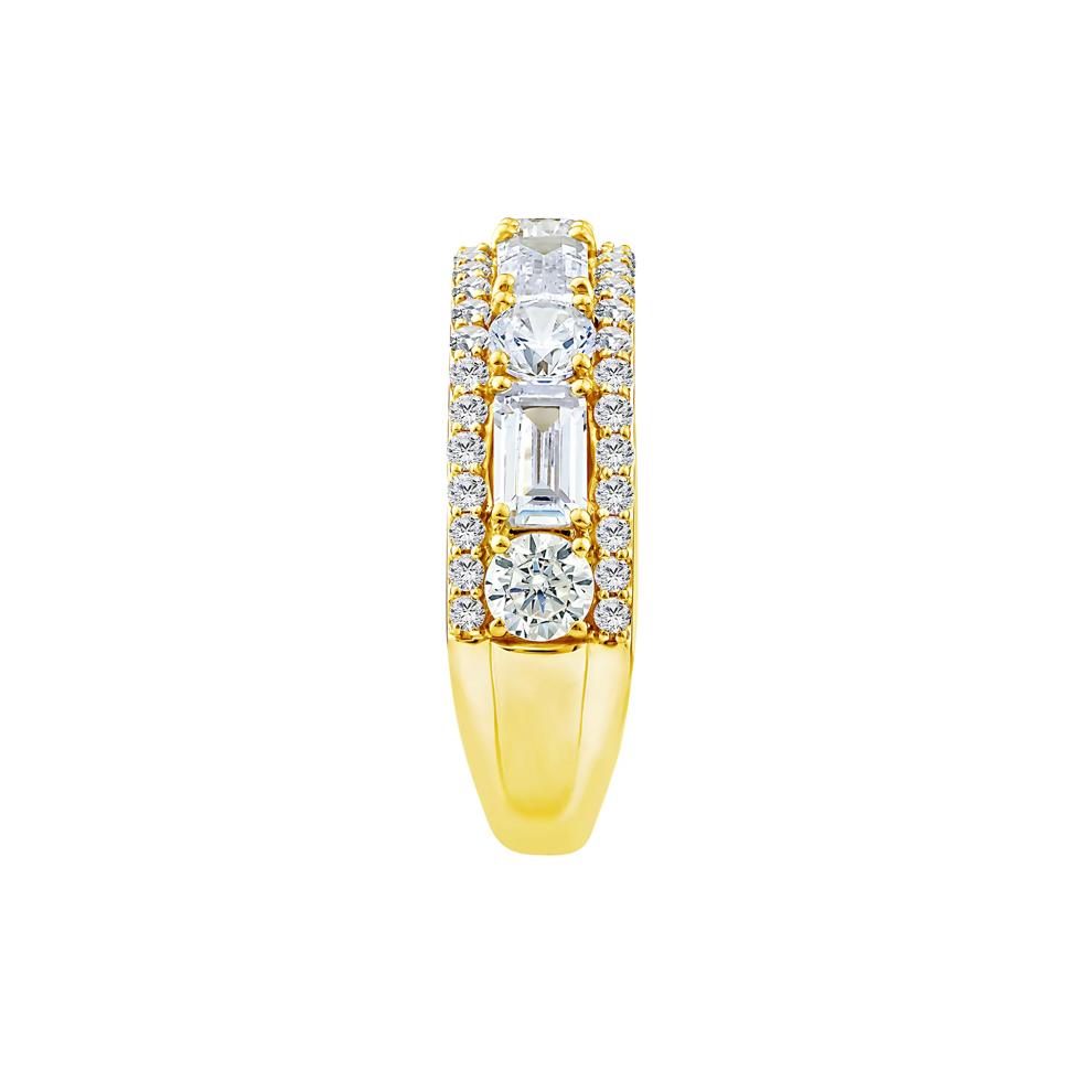 Lab Grown Diamond Multi-Row Emerald-Cut Anniversary Band in 10K Yellow Gold (3 ct. tw.) – Image 3 of 3
