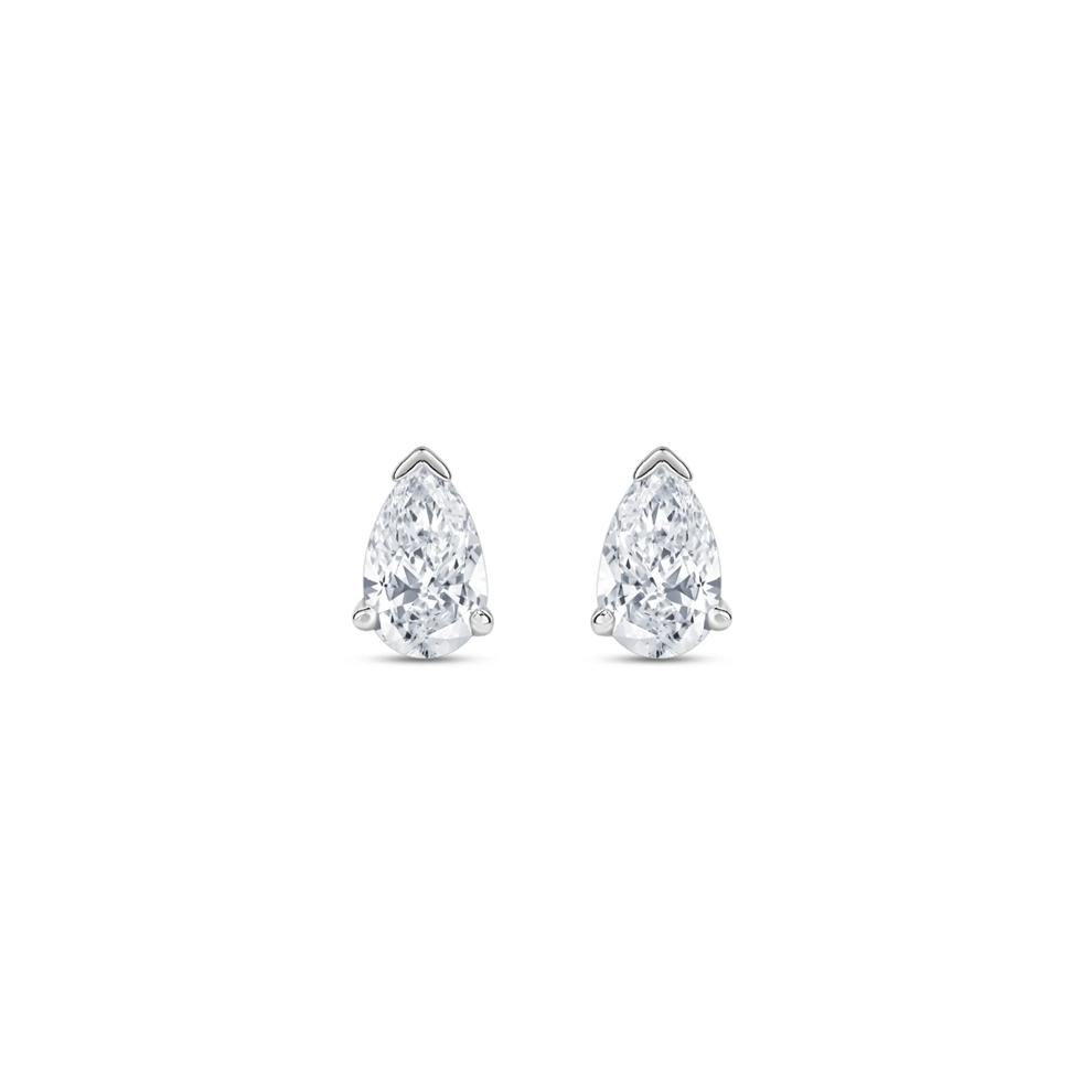 Lab Grown Diamond Pear-Shaped Solitaire Stud Earrings in 14K White Gold (1/4 ct. tw.) – Image 2 of 3