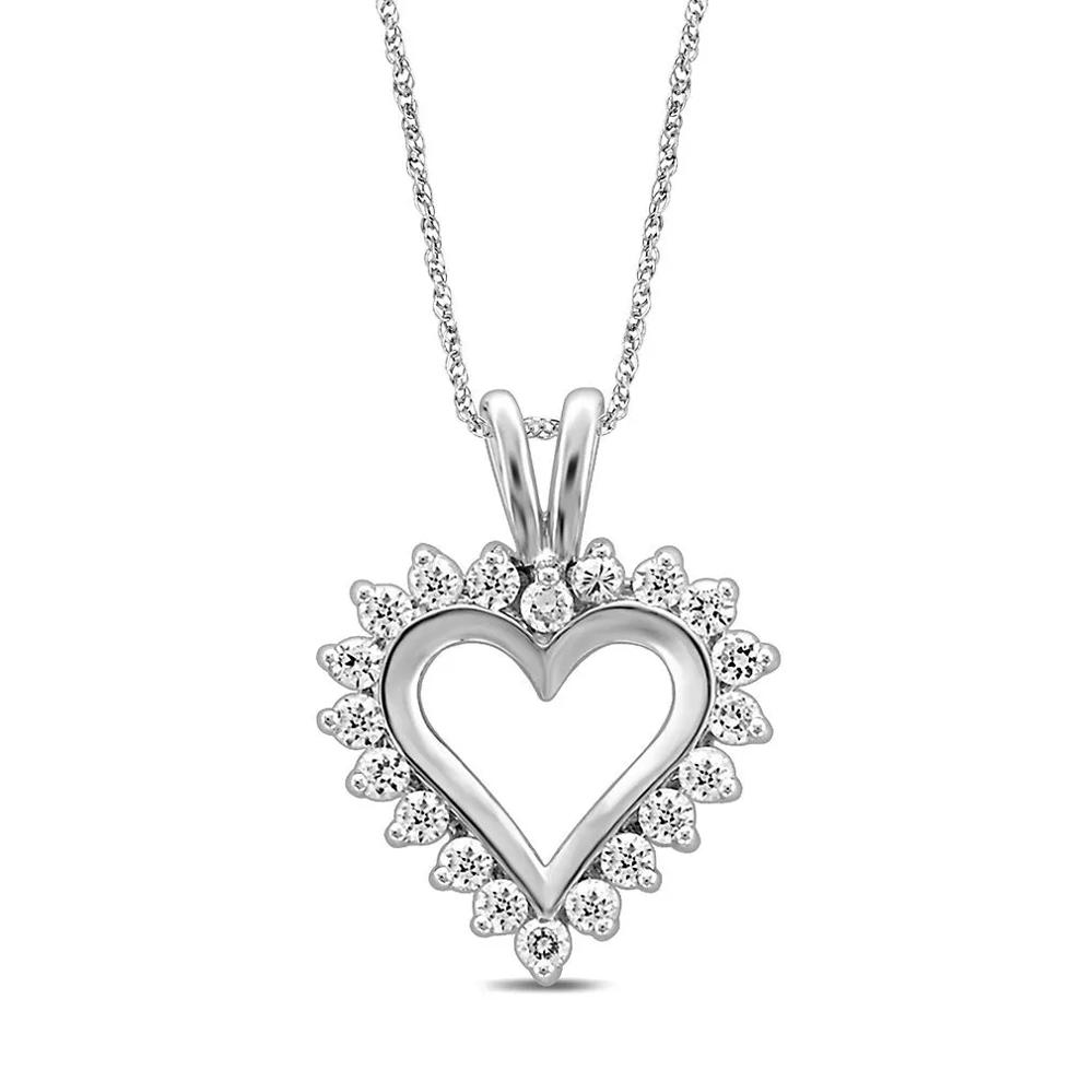 1 ct. tw. Diamond Heart Pendant in 10K White Gold – Image 1 of 2