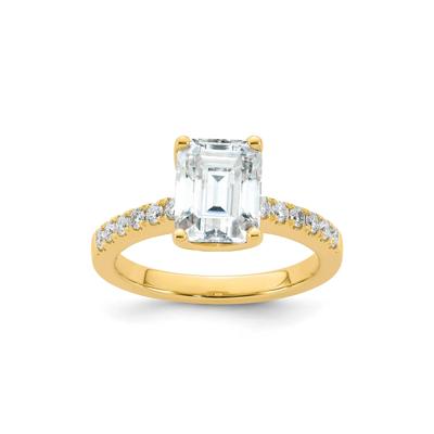 Lab-Created Moissanite Emerald-Cut Ring in 10K Yellow Gold (2 1/2 ct. dew)