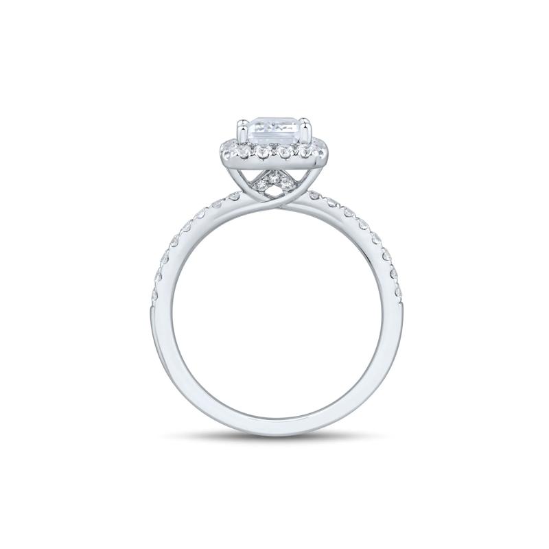Lab Grown Diamond Emerald-Cut Halo Engagement Ring in 14K White Gold &#40;2 ct. tw.&#41; – Image 2 of 3