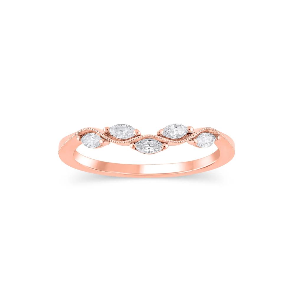 Lab Grown Diamond Marquise-Cut Milgrain Contour Band in 14K Rose Gold (1/4 ct. tw.) – Image 1 of 3