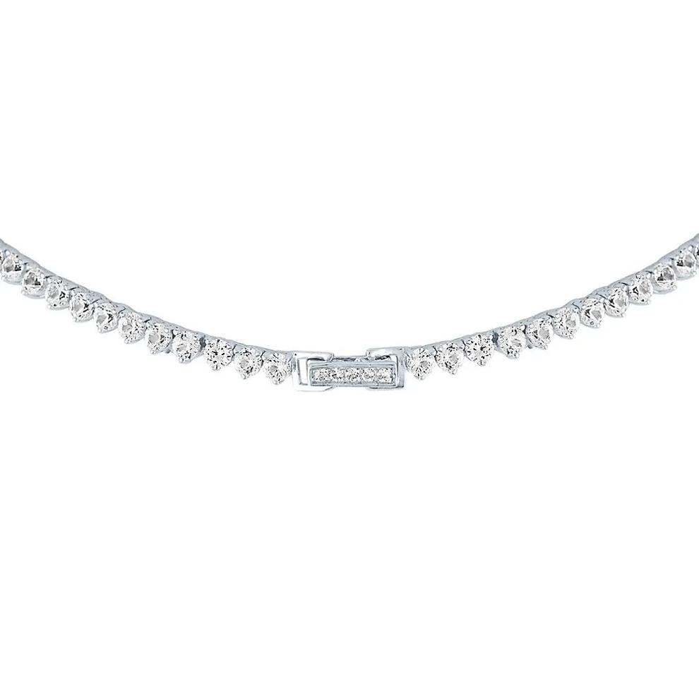 Lab Created White Sapphire Necklace in Sterling Silver – Image 3 of 3