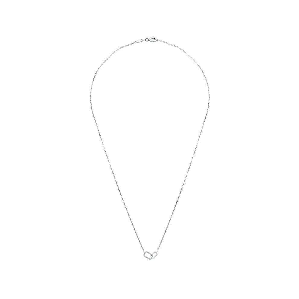 Diamond Interlocking Rectangle Pendant Necklace in 10K White Gold (1/8 ct. tw.) – Image 3 of 4