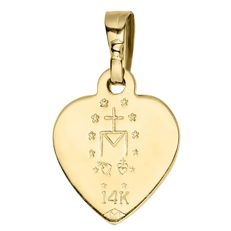 Children&#39;s Miraculous Heart Charm Pendant in 14K Yellow Gold – Image 2 of 2