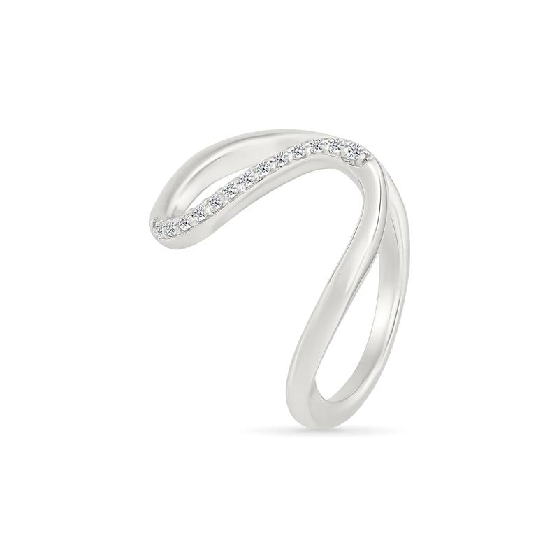 Diamond Wavy Ring in Sterling Silver &#40;1/10 ct. tw.&#41; – Image 5 of 5