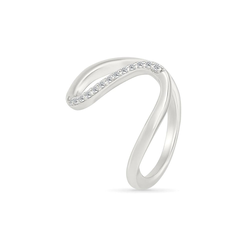 Diamond Wavy Ring in Sterling Silver (1/10 ct. tw.) – Image 5 of 5
