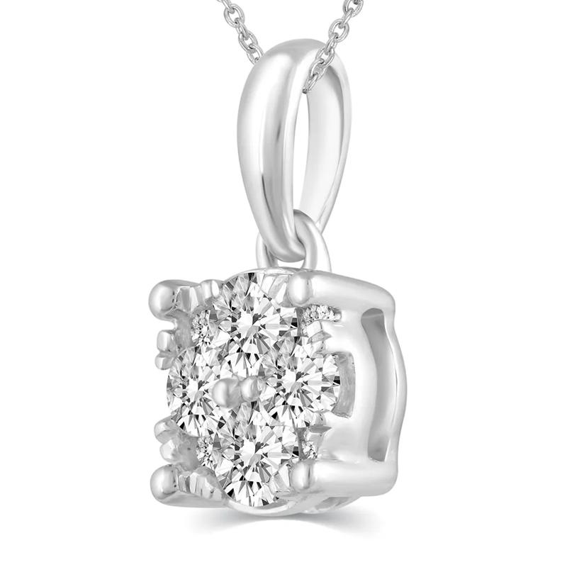 1/4 ct. tw. Diamond Circle Pendant in 10K White Gold – Image 3 of 4