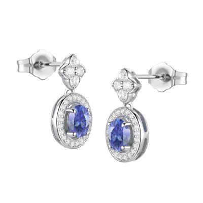 Tanzanite & Diamond Drop Earrings in 10K White Gold (1/4 ct. tw.)