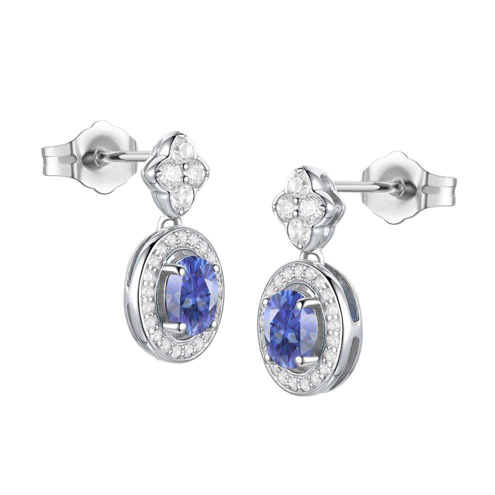 Tanzanite &amp; Diamond Drop Earrings in 10K White Gold (1/4 ct. tw.) – Image 1 of 2