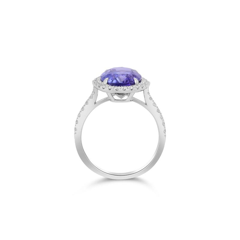 Tanzanite and Diamond Halo Ring in 18K White Gold &#40;3/8 ct. tw.&#41; – Image 3 of 4