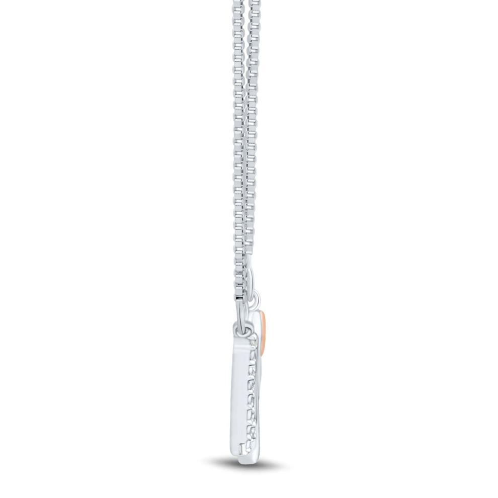 Diamond Accent Hope Pendant in Sterling Silver &amp; 14K Rose Gold – Image 2 of 3