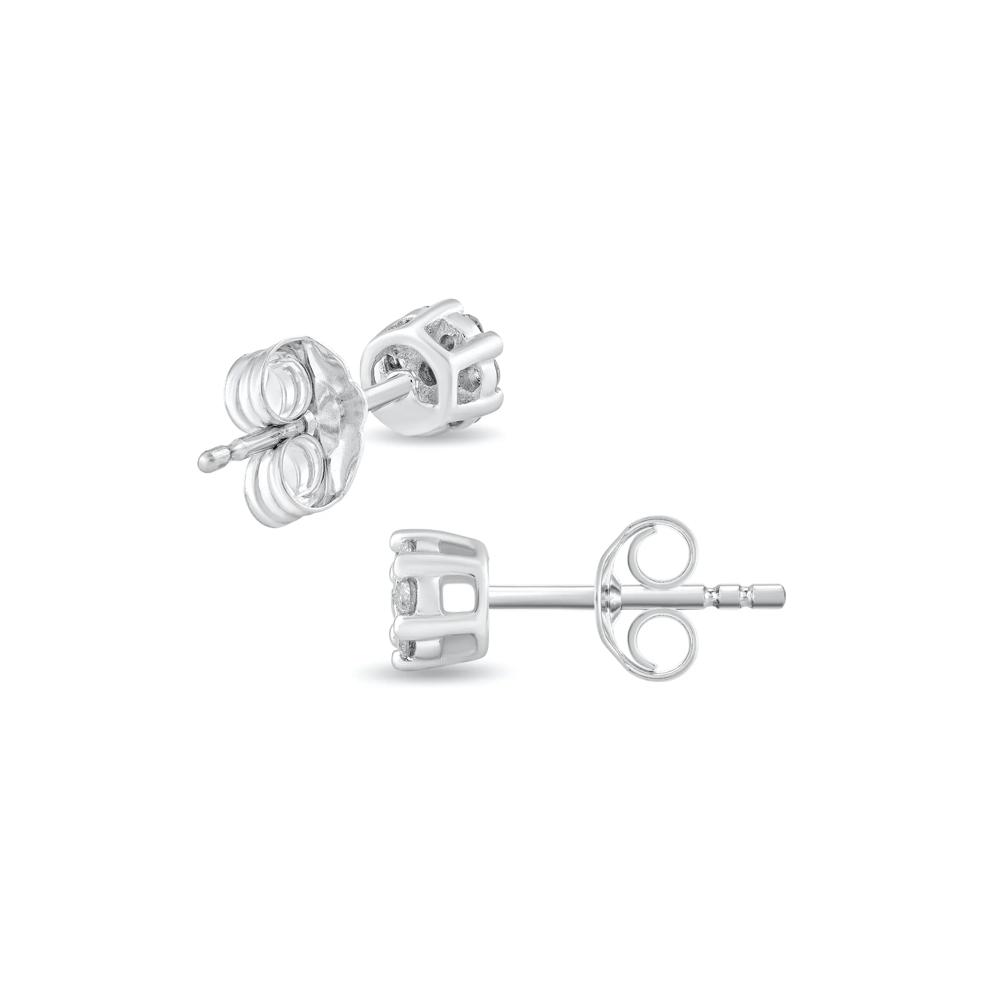 Diamond Accent Round Cluster Stud Earrings in 10K White Gold – Image 2 of 2