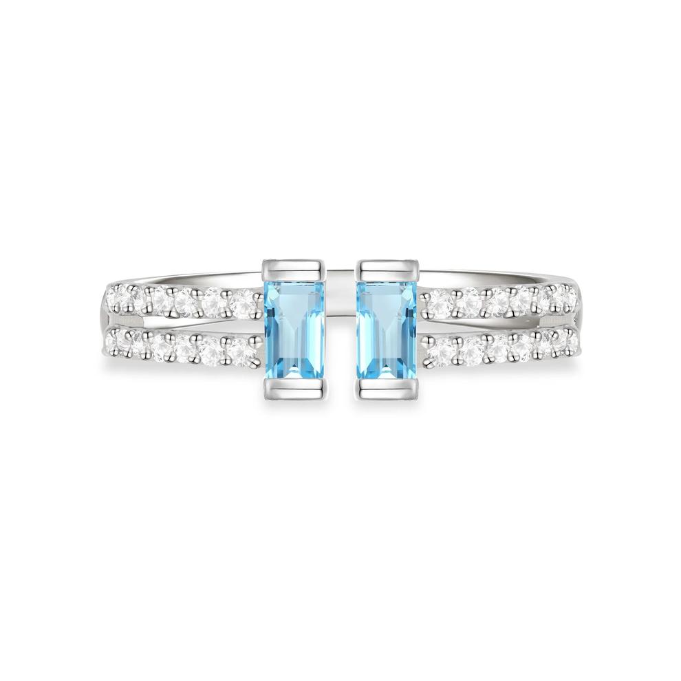 Blue Topaz &amp; Lab-Created White Sapphire Open Band in Sterling Silver – Image 5 of 8