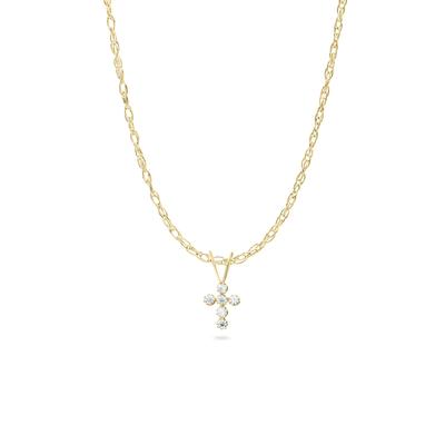 Children's Lab-Created White Cubic Zirconia Cross Pendant in 14K Yellow Gold
