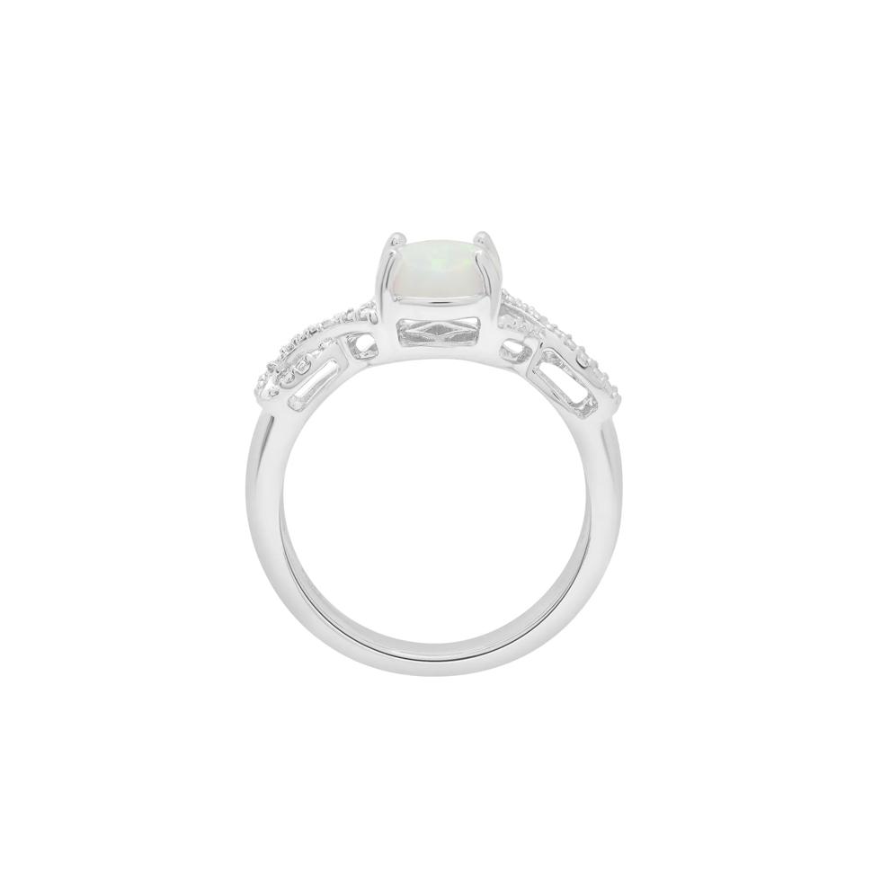Lab-Created Cabochon Opal Ring in Sterling Silver – Image 2 of 5