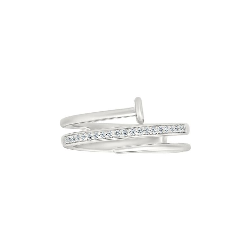 Diamond Wrapped Screw Ring in Sterling Silver &#40;1/10 ct. tw.&#41; – Image 2 of 4