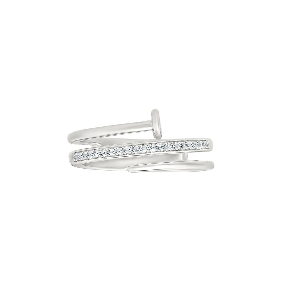 Diamond Wrapped Screw Ring in Sterling Silver (1/10 ct. tw.) – Image 2 of 4