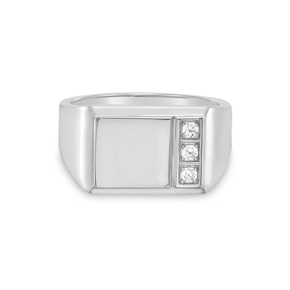 Men's Diamond Round Ring in Sterling Silver (1/8 ct. tw.) – Image 1 of 4