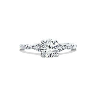 Lab Grown Diamond Round Center Faux Marquise Engagement Ring in 10K White Gold (1 1/8 ct. tw.)